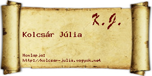 Kolcsár Júlia névjegykártya